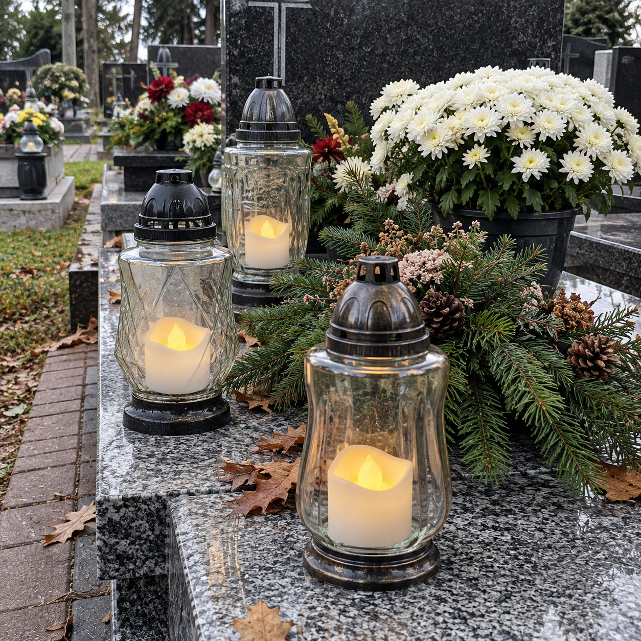 Zestaw Wkładów do Znicza z lampką LED + baterie